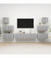 vidaXL 8 Piece TV Cabinet Set Concrete Grey Engineered Wood