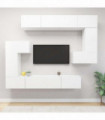 vidaXL 8 Piece TV Cabinet Set White Engineered Wood