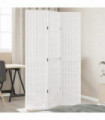 vidaXL Room Divider 3 Panels White Solid Wood Paulownia