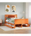 vidaXL Bookcase Bed without Mattress Wax Brown 140x190 cm Solid Wood Pine