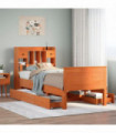 vidaXL Bookcase Bed without Mattress Wax Brown 100x200 cm Solid Wood Pine