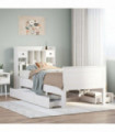 vidaXL Bookcase Bed without Mattress White 75x190 cm Small Single Solid Wood Pine