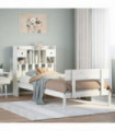 vidaXL Bookcase Bed without Mattress White 75x190 cm Small Single Solid Wood Pine