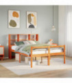 vidaXL Bookcase Bed without Mattress Wax Brown 150x200 cm King Size Solid Wood