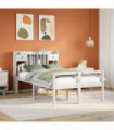 vidaXL Bookcase Bed without Mattress White 135x190 cm Doouble Solid Wood Pine