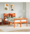 vidaXL Bookcase Bed without Mattress Wax Brown 135x190 cm Doouble Solid Wood Pine