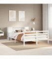 vidaXL Bookcase Bed without Mattress White 150x200 cm King Solid Wood Pine