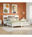 vidaXL Bookcase Bed without Mattress White 180x200 cm Super King Solid Wood Pine
