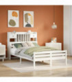 vidaXL Bookcase Bed without Mattress White 135x190 cm Double Solid Wood Pine