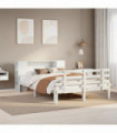 vidaXL Bookcase Bed without Mattress White 150x200 cm King Size Solid Wood Pine