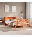 vidaXL Bookcase Bed without Mattress Wax Brown 150x200 cm King Size Solid Wood Pine