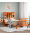 vidaXL Bookcase Bed without Mattress Wax Brown 100x200cm Solid Wood Pine