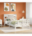 vidaXL Bookcase Bed without Mattress White 135x190 cm Double Solid Wood Pine