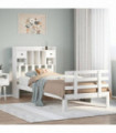 vidaXL Bookcase Bed without Mattress White 75x190 cm Small Single Solid Wood Pine