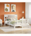 vidaXL Bookcase Bed without Mattress White 150x200 cm King Solid Wood Pine