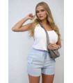 Elastic Waist Drawstring Pocket Detail Shorts