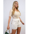 Elastic Waist Drawstring Pocket Detail Shorts