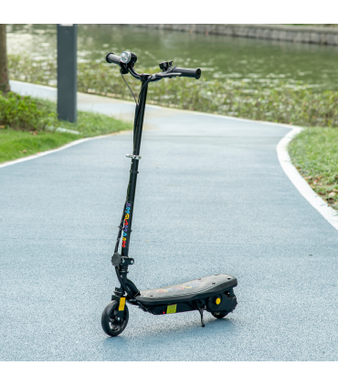 Electric Scooter Folding E-Scooter w/ LED Headlight, Ages 7-14, Black, 93-105cm