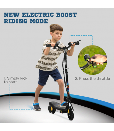 Electric Scooter Folding E-Scooter w/ LED Headlight, Ages 7-14, Black, 93-105cm