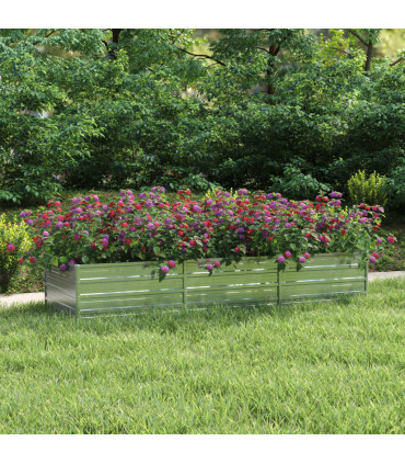 vidaXL Garden Raised Bed 240x80x45 cm Galvanized Steel Silver