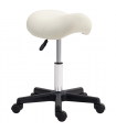HOMCOM Saddle Stool Adjustable Rolling Salon Chair for Massage Spa Beauty White