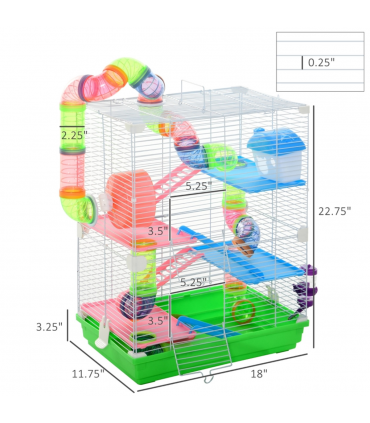 Hamster Cage 18" L x 11.75" W x 22.75" H (Without Tube and Water Bottle)