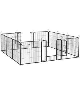 Steel Grey 80H x 80Wcm Heavy Duty Puppy Play Pen, 12 Panels Pet Exercise Pen