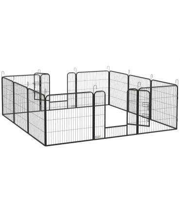 Steel Grey 80H x 80Wcm Heavy Duty Puppy Play Pen, 12 Panels Pet Exercise Pen