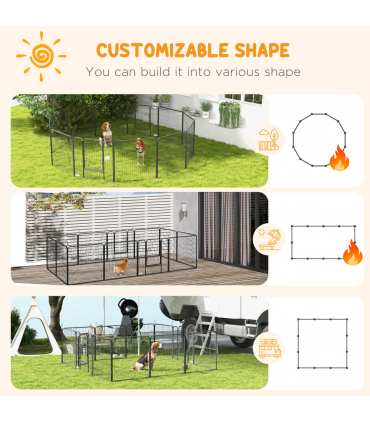 Steel Grey 80H x 80Wcm Heavy Duty Puppy Play Pen, 12 Panels Pet Exercise Pen