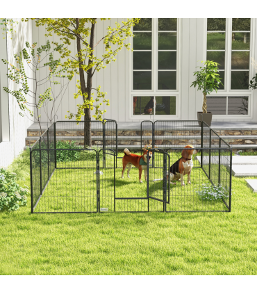 Steel Grey 80H x 80Wcm Heavy Duty Puppy Play Pen, 12 Panels Pet Exercise Pen