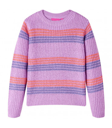 Kids' Sweater Stripes Knitted Lilac and Pink 128
