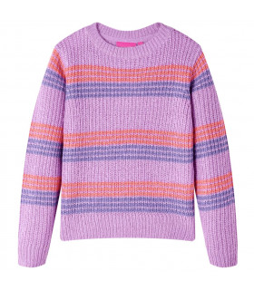 Kids' Sweater Stripes Knitted Lilac and Pink 140