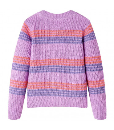 Kids' Sweater Stripes Knitted Lilac and Pink 140