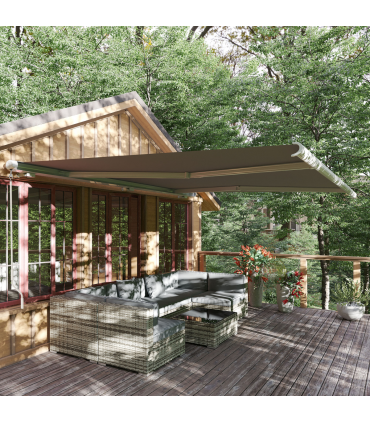 Outsunny 4x3m Full Cassette Electric Retractable Awning for Patio Door Window