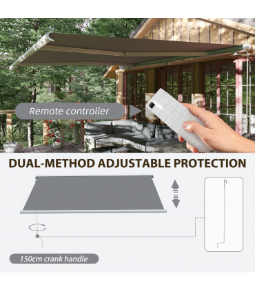 Outsunny 4x3m Full Cassette Electric Retractable Awning for Patio Door Window