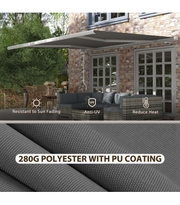 Outsunny 4x3m Full Cassette Electric Retractable Awning for Patio Door Window