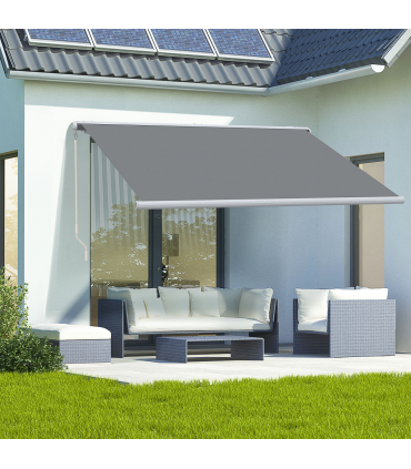 Outsunny 4x3m Full Cassette Electric Retractable Awning for Patio Door Window