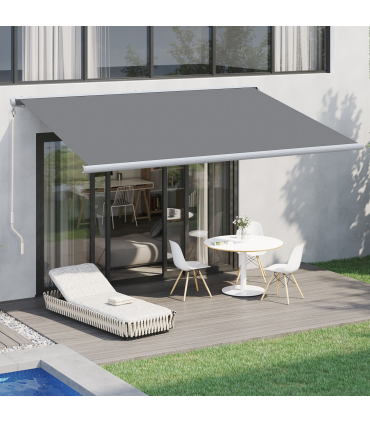 Outsunny 4x3m Full Cassette Electric Retractable Awning for Patio Door Window