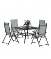 Outsunny 5 PCs Garden Dining Set, Folding Chairs and Metal Top Table, Grey