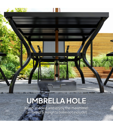 Outsunny 5 PCs Garden Dining Set, Folding Chairs and Metal Top Table, Grey