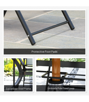 Outsunny 5 PCs Garden Dining Set, Folding Chairs and Metal Top Table, Grey