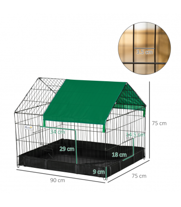 Rabbit Cage Guinea Pig Small Animal Playpen Water Proof Roof Pawhut