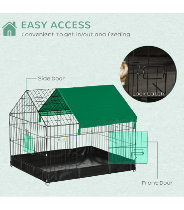 Rabbit Cage Guinea Pig Small Animal Playpen Water Proof Roof Pawhut