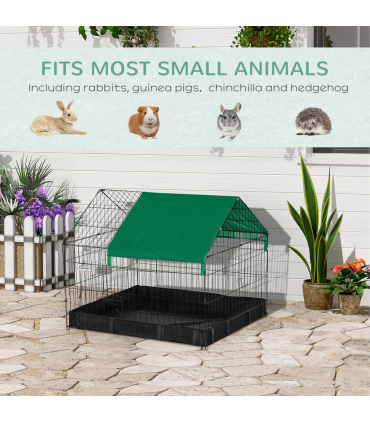 Rabbit Cage Guinea Pig Small Animal Playpen Water Proof Roof Pawhut