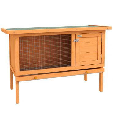 Rabbit Hutch Bunny Cage Guinea Pig Elevated House Wood Outdoor Garden Pawhut