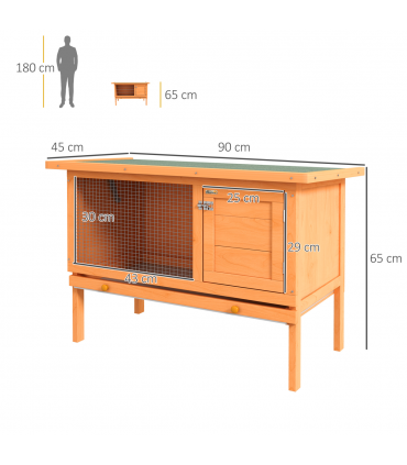 Rabbit Hutch Bunny Cage Guinea Pig Elevated House Wood Outdoor Garden Pawhut