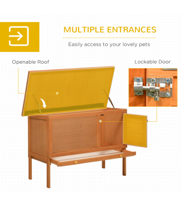 Rabbit Hutch Bunny Cage Guinea Pig Elevated House Wood Outdoor Garden Pawhut