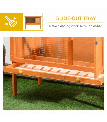 Rabbit Hutch Bunny Cage Guinea Pig Elevated House Wood Outdoor Garden Pawhut