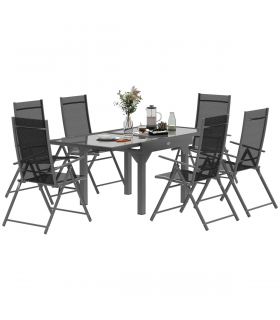 Versatile Seven-Piece Dining Set with Expandable Table for 4-6 People