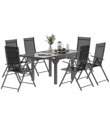 Versatile Seven-Piece Dining Set with Expandable Table for 4-6 People